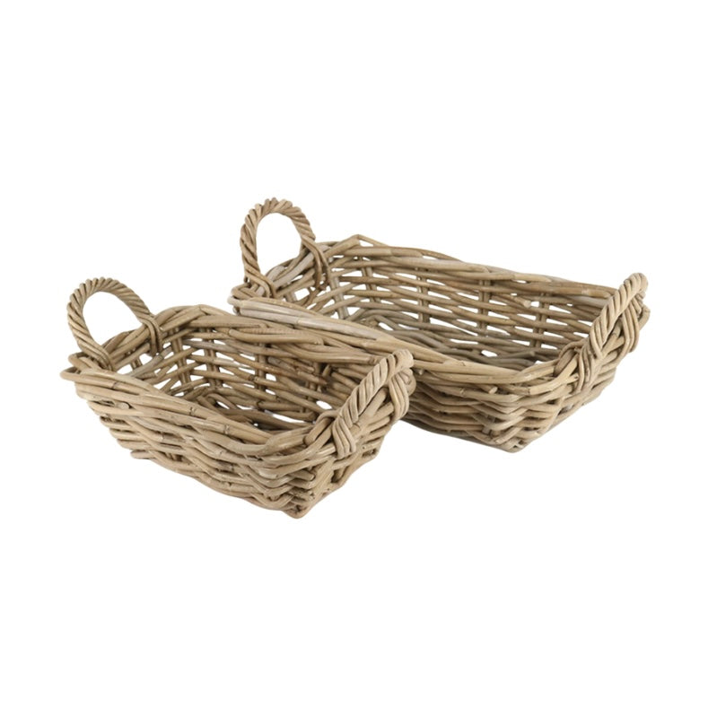 RATTAN CADDY BASKETS - SET OF 2